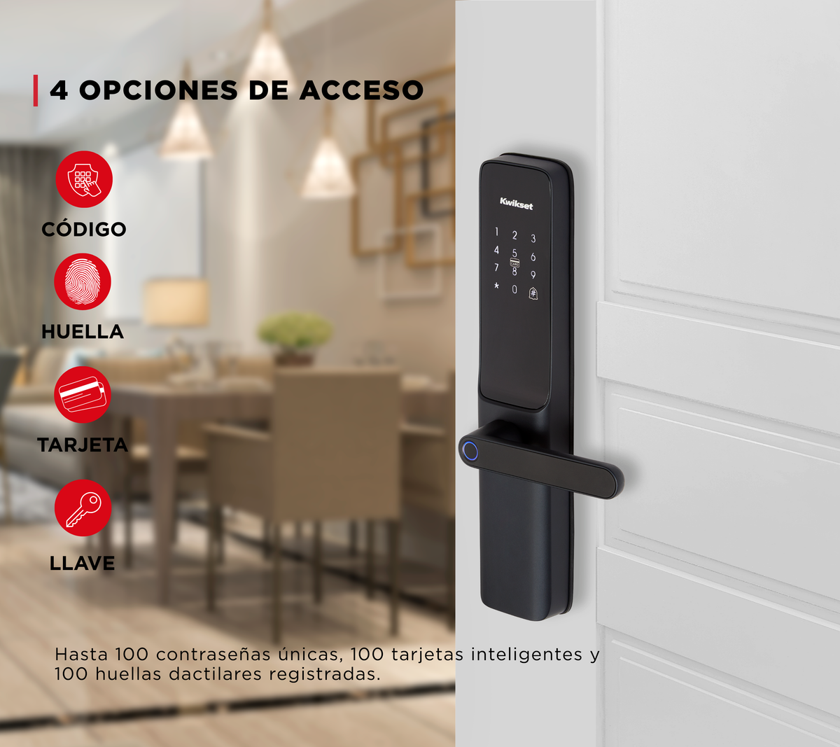 Cerradura Digital de Tubular Orion 4 en 1 con Huella, Código y Tarjetas